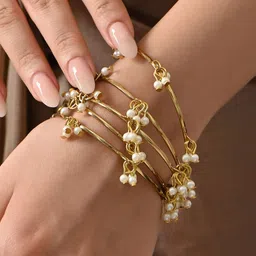 Fida Set Of 6 Gold-Plated Beaded Bangles image 1