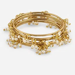 Fida Set Of 6 Gold-Plated Beaded Bangles image 4