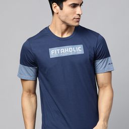 Alcis Men Navy Blue Slim Fit Printed Round Neck Running T-shirt-picture-21