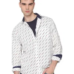 GANT White Regular Fit Printed Cotton Shirt image 4
