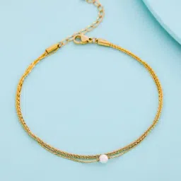 Kushal's Fashion Jewellery Pearl Gold Polished Trendy Anklets for Women-image-97