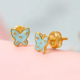 Candere by Kalyan Jewellers 18k (750) BIS Hallmark Pure Yellow Gold Stud Earrings for Kids-picture-32