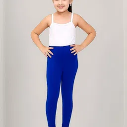 TIK TOK WEARS Pack Of 2 Green & Blue Regular Fit Cotton Churidar Length Legging For Girls image 5