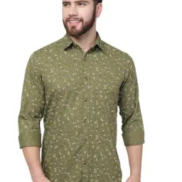 JadeBlue Green Cotton Slim Fit Printed Shirt-picture-42