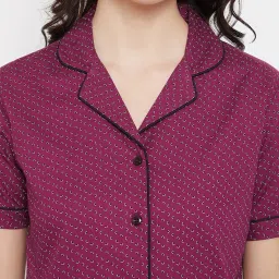Crimsoune Club Maroon Printed Shirt With Pyjamas image 5
