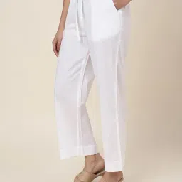 Fabindia White Regular Fit Mid Rise Pants image 3