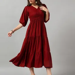 Krunal Raiyani Women Printed V-Neck Tiered Maxi Dress-picture-23