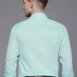 Raymond Men Mint Green Slim Fit Self-Design Pure Cotton Formal Shirt image 2