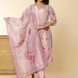 FLAMBOYANT Women Floral Printed Regular Kurta with Trousers & With Dupatta-picture-24