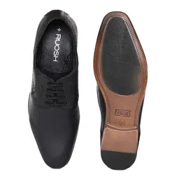Ruosh Men Black Leather Formal Derbys image 3