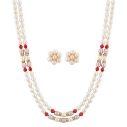 Sri Jagdamba Pearls Golden Necklace & Earring Set-picture-16