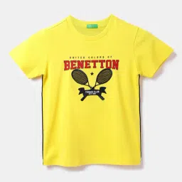 United Colors of Benetton Kids Yellow Printed T-Shirt-image-78