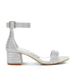 London Rag Women's Silver Ankle Strap Sandals image 2