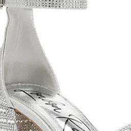 London Rag Women's Silver Ankle Strap Sandals image 4