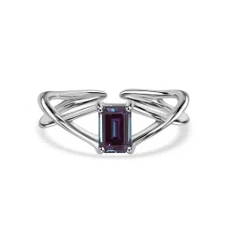 Ornate Jewels 925 Silver Rhodium Plated Alexandrite Solitaire Adjustable Ring-image-19