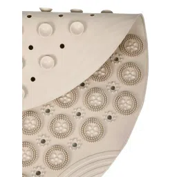 FABINALIV Beige Geometric Anti-Skid PVC Shower Mat with Suction Cups image 5