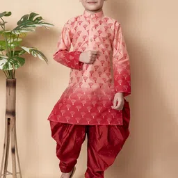 NFC CREATION Boys Floral Printed Regular Dupion Silk Kurta with Patiala-picture-10