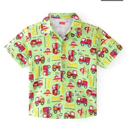 Babyhug 100% Cotton Knit Half Sleeve Shirt With Tropical Print - Green-picture-26