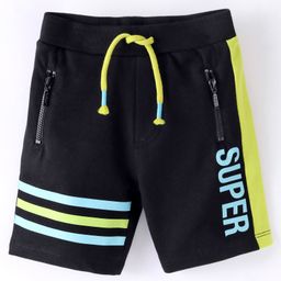 Babyhug Cotton Looper Knit Striped Shorts - Black-image-53