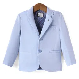 Noddy Knit Full Sleeves Self Designed Blazer - Light Blue-picture-11