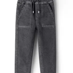 Babyhug Denim Full Length Washed Jeans With Stretch - Black-picture-14