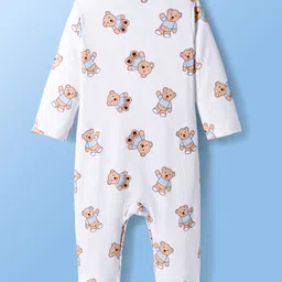 Doodle Poodle Cotton Interlock Knit Full Sleeves Footed Sleepsuit With Animal Print - White image 2