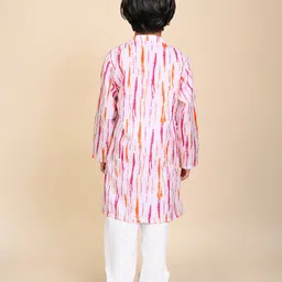 Babyhug Cambric Woven Full Sleeves Vertical Striped Kurta With Pyjama Set - Pink & White image 3