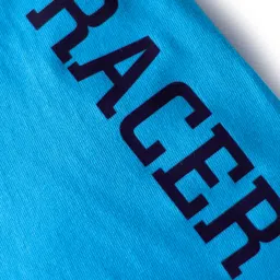 Babyhug Cotton Knit Mid Thigh Length Shorts with Text Print - Blue image 3