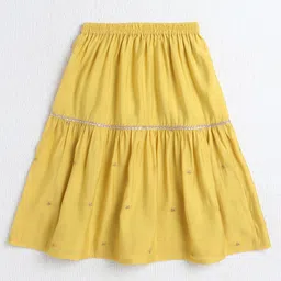 The Magic Wand Woven Sleeveless Floral Embroidered & Gota Lace Embellished Lehenga Choli Set - Mustard image 4