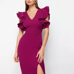 Trendyol Flutter Sleeve Sheath Midi Dress image 5