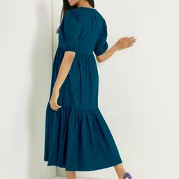 Krunal Raiyani Pleated Fit & Flare Midi Dress image 2