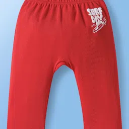 Babyoye 100% Cotton Knit Full Length Eco Jiva Finish Diaper Leggings with Beach Theme Print Pack of 2 - Red & White image 4