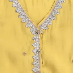 The Magic Wand Woven Sleeveless Floral Embroidered & Gota Lace Embellished Lehenga Choli Set - Mustard image 5