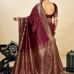 KALINI Ethnic Motifs Woven Design Zari Banarasi Saree image 3