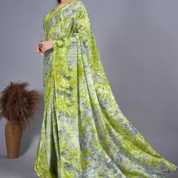 HERE&NOW Floral Pure Chiffon Ready to Wear Saree image 5