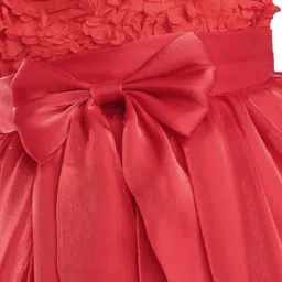 Mark & Mia Sleeveless Party Dress With Floral & Bow Applique - Red image 5