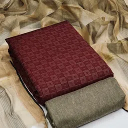 Peachmode Maroon Woven Design Unstitched Dress Material-picture-23