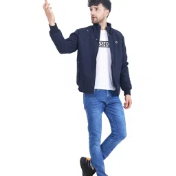 Dollar Navy Regular Fit High Neck Jacket image 5