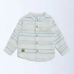 HOP Baby by Westside Off-White Striped Cotton Shirt-image-23