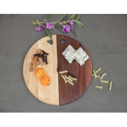 ICRAFT Twin Semi Moons Cream & Brown Ash Wood Platters - Set of 2 image 1