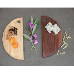 ICRAFT Twin Semi Moons Cream & Brown Ash Wood Platters - Set of 2 image 2