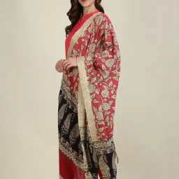 Dupatta Bazaar Coral Cotton Floral Print Dupatta image 2