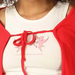 Forever 21 Red Striped Shrug image 5