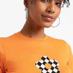 Forever 21 Orange Cotton Printed Crop Top image 5