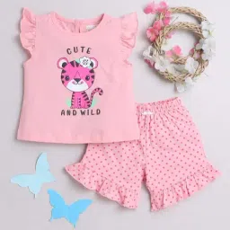Bumzee Kids Pink Cotton Printed T-Shirt Set-image-71