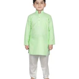 SG Yuvraj Kids Green Regular Fit Kurta Set-picture-13