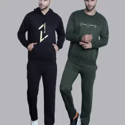 Vimal Jonney Black & Olive Regular Fit Printed Sweatshirt & Trackpant Set - Pack of 2-image-54