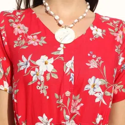 Sera Red Printed A-Line Dress image 5