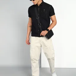 Kuons Avenue Black Slim Fit Denim Shirt image 5