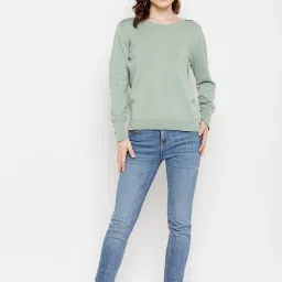 MADAME Sage Green Regular Fit Pullover image 4